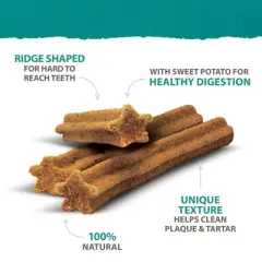 Caledon Farms Plaque Busters All Ages Dental and Hard Bacon and Sweet Potato Flavor Dog Treat Chews - 7oz