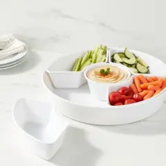 6pc Melamine 5-Section Serving Platter White - Threshold&trade;: Divided Tray, Veggie & Serving Dish, Dishwasher Safe