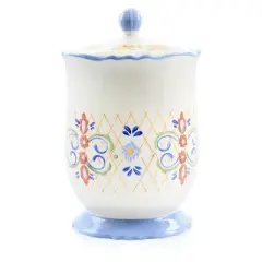 Laurie Gates California Designs Tierra 2.7 Quarts Hand Painted Stoneware Canister with Lid