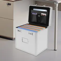 YIYIBYUS Locking File Storage Chest, Letter/Legal File Storage, 13.8*10*13.4inch, Silver
