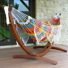 Vivere 10 ft Brazilian Hammock with Solid Pine Arc Stand