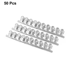 Unique Bargains Round Handle Clips Office Stationery Clamps 50 Pcs Silver Tone