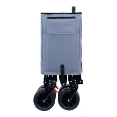 INFURNIC Wheelbarrows And Lawn Carts Collapsible Folding Wagon, Foldable Beach Wagon Garden Cart For Garden, Gray, 46.85"*22.05"*41.34"