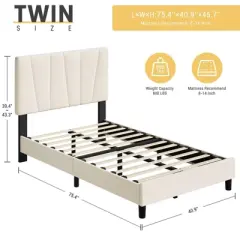 Twin/Full/Queen/King Size Bed Frame with Adjustable Headboard