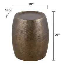 ET501 Modern Contemporary Aluminum material 21in Height End Table, Side Table with Glossy Hand Hammered Design Antique Gold