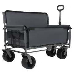 3-in-1 Convertible Folding Wagon Cart with Bench Seat & Storage - 500lbs Heavy-Duty Utility Wagon, 180L Capacity All-Terrain Wheels for gray
