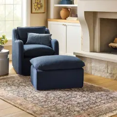 Slipcover Ottoman Blue - Threshold&trade; designed with Studio McGee