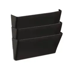 Recycled Wall File Three Pocket Plastic Black - Universal Office: Hanging Wall Organizer, 3 Compartments, Letter Size