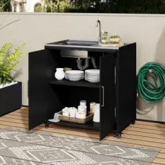 YOOCOZZ  Modular Outdoor Kitchen Sink with Cabinet - Black