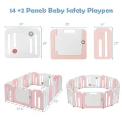 Infans 16 Panels Baby Safety Playpen Kids Safety Activity Play Center w/ Drawing Board