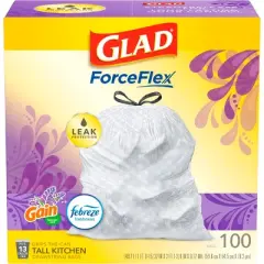 Glad ForceFlex Tall Kitchen Drawstring Trash Bags - Febreze Lavender - 13 Gallon