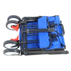 FURNIinspire Wheelbarrows And Lawn Carts Folding Wagon Cart, Collapsible Outdoor Utility Cart With Handle, Blue, 53.5&ldquo;*20.08"*42.52"