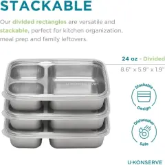 U Konserve Stainless Steel Leak Proof Divided Food Storage Container