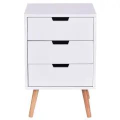 Costway Set of 2 White Side End Table Nightstand Mid-Century Accent Wood Furniture
