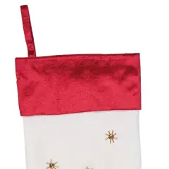 C&F Home Ribbon Decorated Green Christmas Tree on White Background with Red Velvet Cuff Stocking 20.0 inch