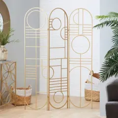 Modern Metal Room Divider Screen Gold - Olivia & May