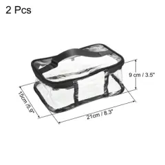 Unique Bargains PVC Waterproof Toiletry Bag Cosmetic Pouch with Zipper Handle Strap 2 Pcs