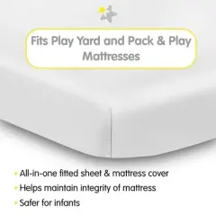 BreathableBaby All-in-One Fitted Sheet & Waterproof Cover, For 39" x 27" Play Yard Mattress (2-Pack), White