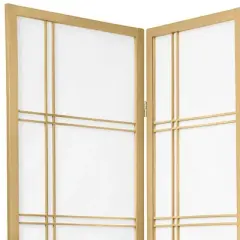 6 ft. Tall Double Cross Shoji Screen - Special Edition - Gold (5 Panels)