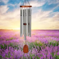 Woodstock Wind Chimes Signature Collection, Woodstock Wind Chimes of Comfort, 24'' Silver Wind Chime WCOC