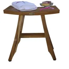 EcoDecors&reg; Satori&reg; 18" Teak Wood Shower Bench in EarthyTeak Finish