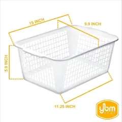 YBM HOME Plastic Perforated Storage Basket Bin Office Drawer, Shelf Desktop CountertopTray Organizer 32-1184, Pack of 3
