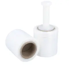 PSBM 12 Rolls 5" x 1000 Ft. x 90 Gauge Clear Cast Stretch Wrap + Free Plastic Handle