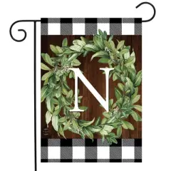 Wreath Monogram N Everyday Garden Flag 18" x 12.5" Briarwood Lane