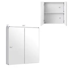 Costway Bathroom Cabinet Medicine Cabinet Wall Mount Double Door with Shelf and Mirror