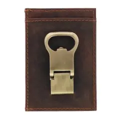 CTM Men's Leather Bottle Opener Money Clip Wallet