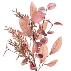 Vickerman 16" Dusty Rose Artificial Fall Eucalyptus and Berry Wreath Candle Ring