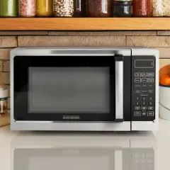 Black + Decker 700W Digital Microwave Oven With Turntable in Stainless Steel