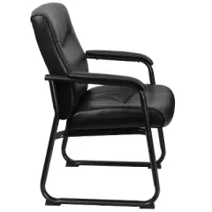 HERCULES Series 500 lb. Capacity Big & Tall Black Leather Executive Side Chair with Sled Base - Flash Furniture