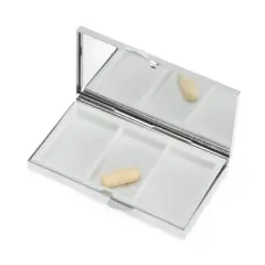 Unique Bargains Rectangle Pill Case Silver Tone 1 Pc
