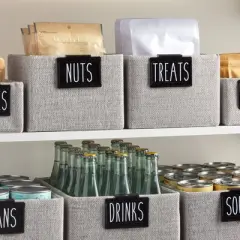 Talented Kitchen 18 Piece Black Label Holders Home Organization System, Removable Metal Clips For Pantry Baskets, Storage Bins, 3.5 x 2.5 In