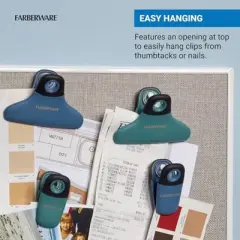 Farberware Pro 4-Piece Bag Clip Set (Blue & Green) - Durable Magnetic Clips for Kitchen Essentials, Pantry Accessories