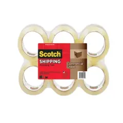 Scotch Commercial-Grade Shipping Tape Refill, Pack of 6, Clear