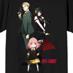 Spy x Family Loid, Yor with Golden Stilleto -Type Weapons, Anya Men's Black Crew Neck Short Sleeve Tee