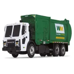 Mack LR Refuse Garbage Truck with McNeilus ZR Side Loader "Waste Management" White & Green 1/87 (HO) Diecast Model by First Gear
