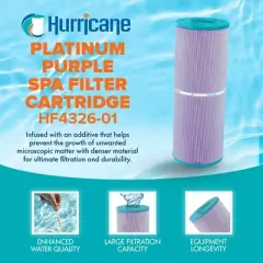 Hurricane 2 Pack HF4326-01 Platinum Purple Spa Filter Cartridge for PRB25, Unicel C-4326, Filbur FC-2375, Dynamic Series I RDC-25, Waterway 25 in-Line