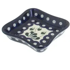 Blue Rose Polish Pottery 630 Ceramika Artystyczna Small Square Dish