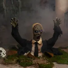 Northlight LED Lighted and Animated Zombie Halloween Decoration - 19" - White Lights