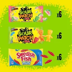 Swedish Fish, SOUR PATCH KIDS Candies Multipack - 36oz/18ct