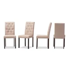 Set of 4 Gardner Modern and Contemporary Fabric Dining Chair: Beige, Dark Brown - Baxton Studio