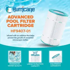 Hurricane 4 Pack HF9407-01 Advanced Pool Filter Cartridge for PAP75, Unicel C-9407, Filbur FC-0685, Pentair Clean & Clear 75, Predator 75, Cal Spas