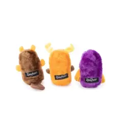 ZippyPaws Squeakie Buddies- No Stuffing Dog Toys for Small & Medium Dogs, Soft Plush Puppy Product, Beaver, Moose, & Walrus- 3-Pack