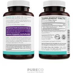 Pure Co Organic Sambucus Black Elderberry 10:1 Extract Capsules, 30ct