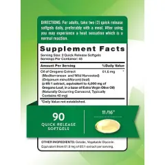 Nature's Truth Oregano Oil Softgels | 4000mg | 90 Pills | Contains Carvacrol | Non-GMO & Gluten Free Supplement