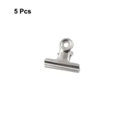 Unique Bargains Spring-Loaded Design Metal File Binder Clips Clamps Silver Tone 5 Pcs 2" Width