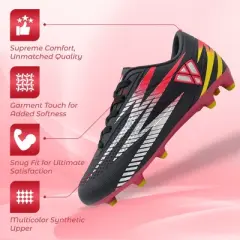 Vizari Bodega Firm Ground Youth Soccer Cleats| Multicolour Kids Soccer Shoes| All-Day Comfort Football Cleats| Stable Traction Durable Design| Ideal for Firm Ground Play
